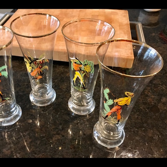 Set of 4 Caribbean vintage glasses. - Picture 1 of 5